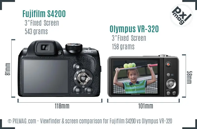 Fujifilm S4200 vs Olympus VR-320 Screen and Viewfinder comparison