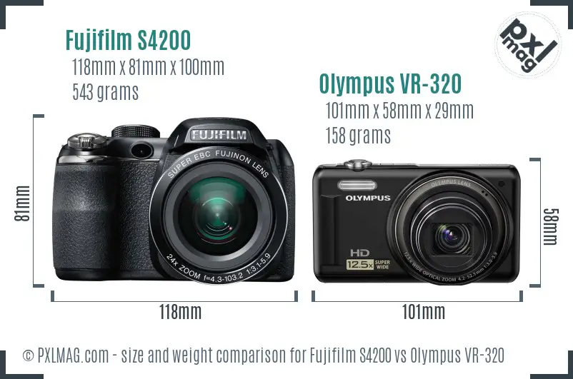 Fujifilm S4200 vs Olympus VR-320 size comparison