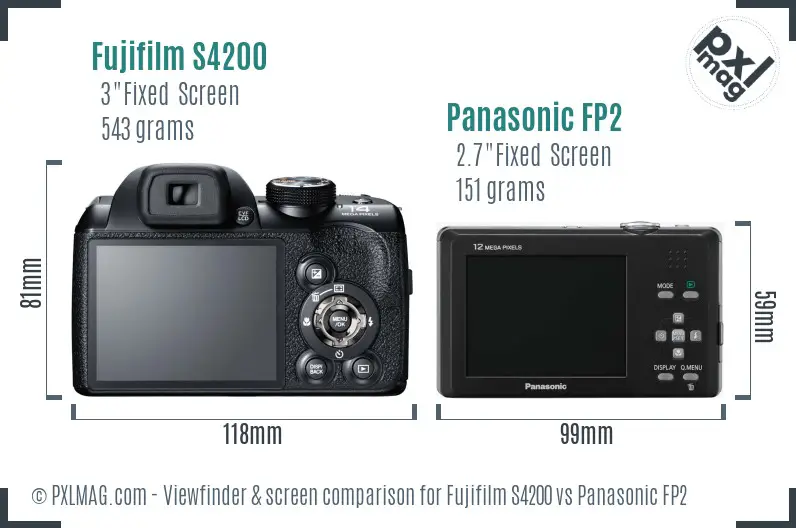 Fujifilm S4200 vs Panasonic FP2 Screen and Viewfinder comparison
