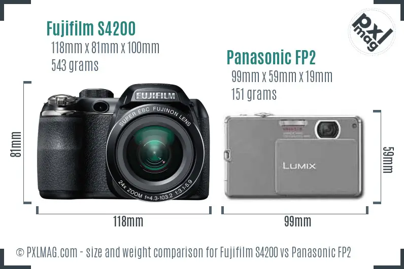 Fujifilm S4200 vs Panasonic FP2 size comparison