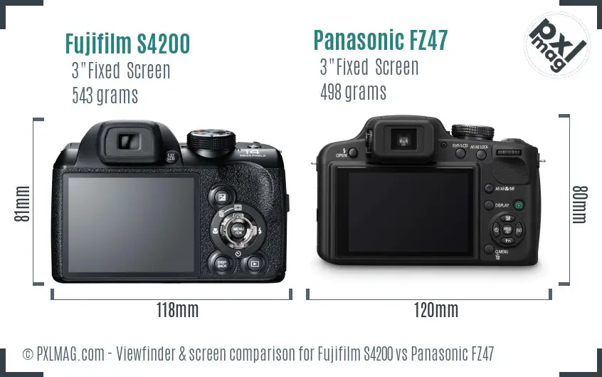 Fujifilm S4200 vs Panasonic FZ47 Screen and Viewfinder comparison