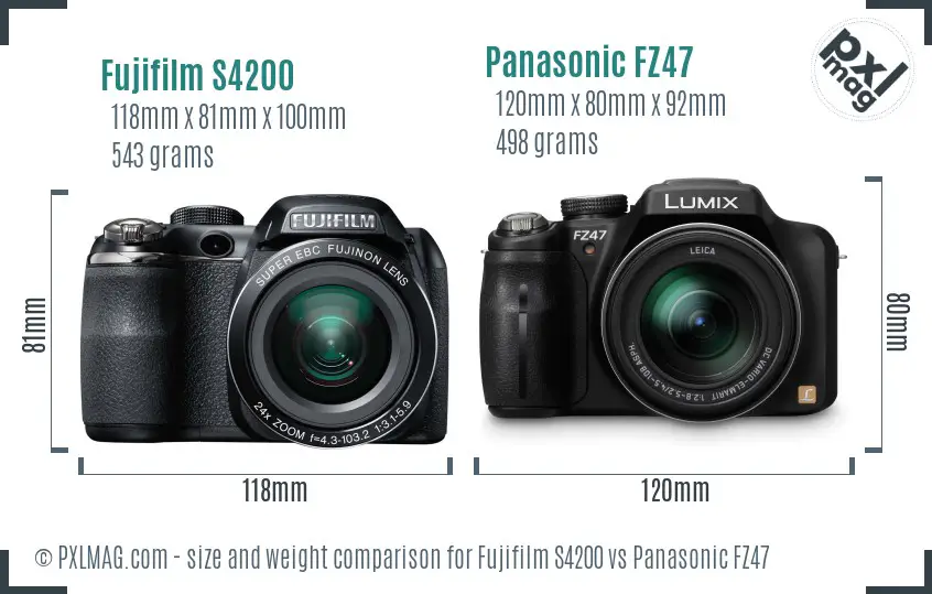 Fujifilm S4200 vs Panasonic FZ47 size comparison