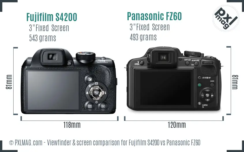 Fujifilm S4200 vs Panasonic FZ60 Screen and Viewfinder comparison Fujifilm S4200 vs Panasonic FZ60 Screen and Viewfinder comparison