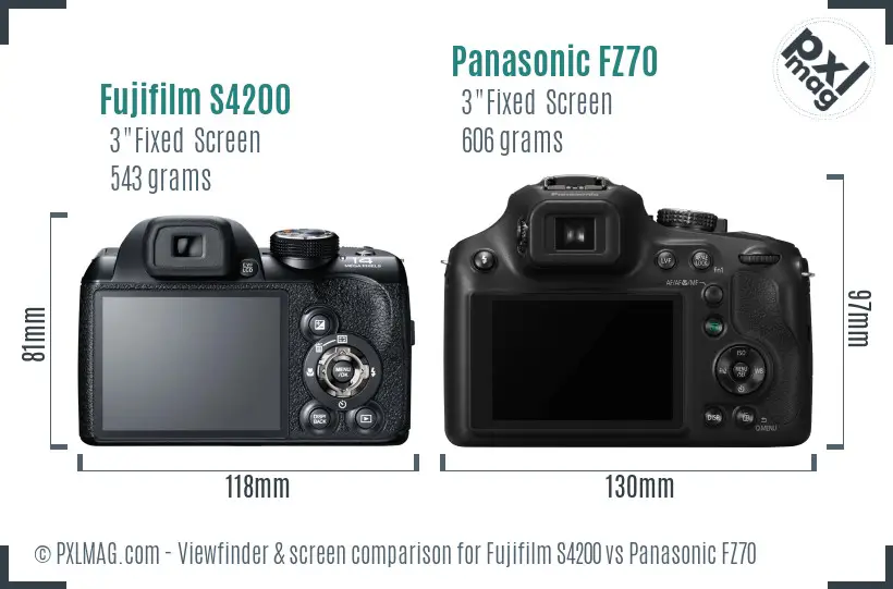 Fujifilm S4200 vs Panasonic FZ70 Screen and Viewfinder comparison