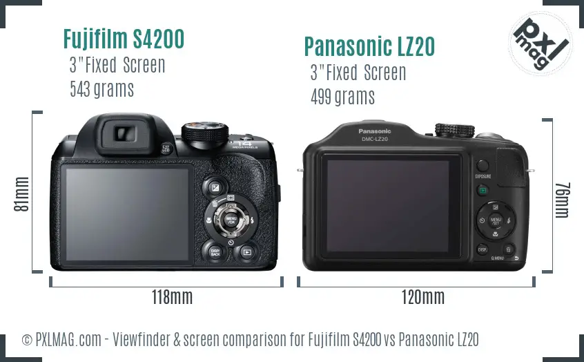 Fujifilm S4200 vs Panasonic LZ20 Screen and Viewfinder comparison Fujifilm S4200 vs Panasonic LZ20 Screen and Viewfinder comparison