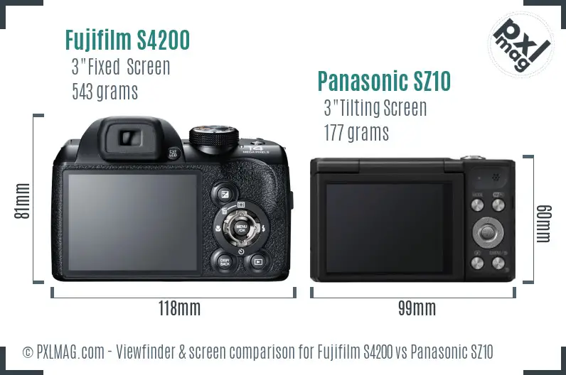 Fujifilm S4200 vs Panasonic SZ10 Screen and Viewfinder comparison Fujifilm S4200 vs Panasonic SZ10 Screen and Viewfinder comparison