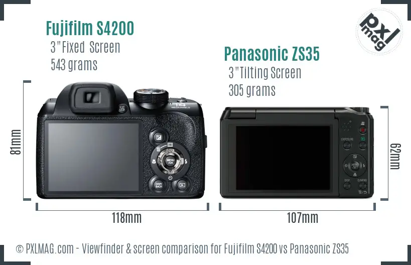 Fujifilm S4200 vs Panasonic ZS35 Screen and Viewfinder comparison