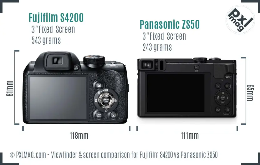 Fujifilm S4200 vs Panasonic ZS50 Screen and Viewfinder comparison