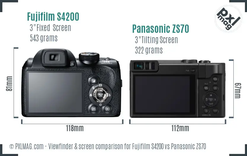 Fujifilm S4200 vs Panasonic ZS70 Screen and Viewfinder comparison