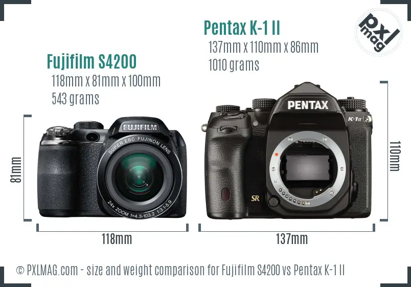 Fujifilm S4200 vs Pentax K-1 II size comparison