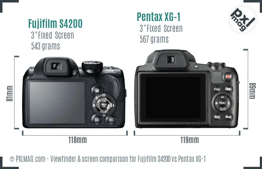 Fujifilm S4200 vs Pentax XG-1 Screen and Viewfinder comparison Fujifilm S4200 vs Pentax XG-1 Screen and Viewfinder comparison