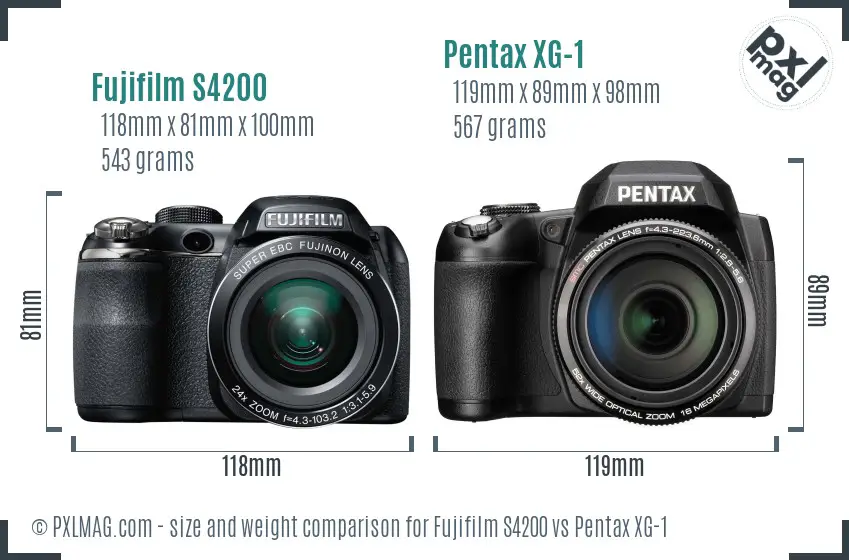 Fujifilm S4200 vs Pentax XG-1 size comparison Fujifilm S4200 vs Pentax XG-1 size comparison