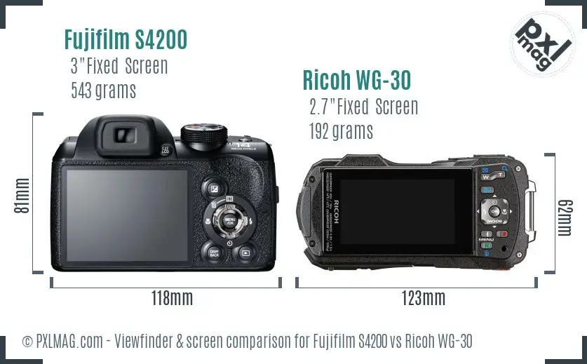 Fujifilm S4200 vs Ricoh WG-30 Screen and Viewfinder comparison Fujifilm S4200 vs Ricoh WG-30 Screen and Viewfinder comparison