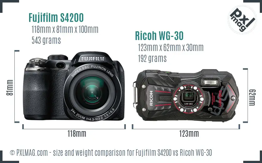 Fujifilm S4200 vs Ricoh WG-30 size comparison Fujifilm S4200 vs Ricoh WG-30 size comparison