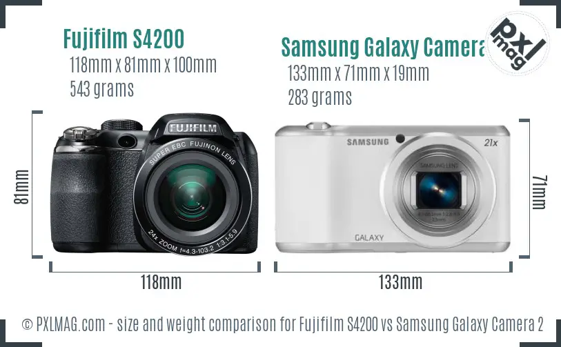 Fujifilm S4200 vs Samsung Galaxy Camera 2 size comparison Fujifilm S4200 vs Samsung Galaxy Camera 2 size comparison