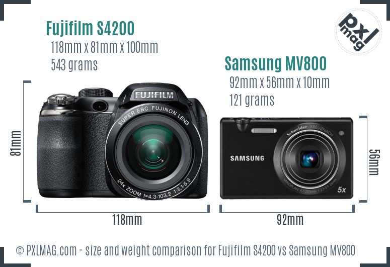 Fujifilm S4200 vs Samsung MV800 size comparison Fujifilm S4200 vs Samsung MV800 size comparison