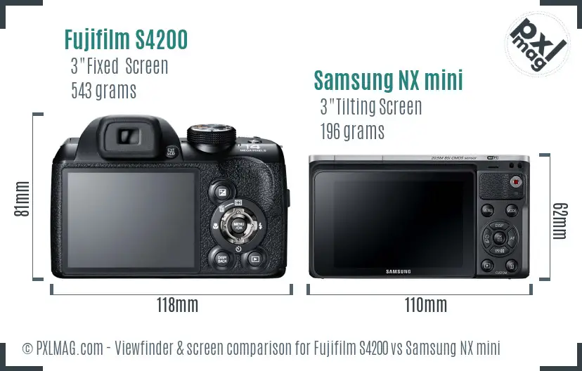 Fujifilm S4200 vs Samsung NX mini Screen and Viewfinder comparison Fujifilm S4200 vs Samsung NX mini Screen and Viewfinder comparison