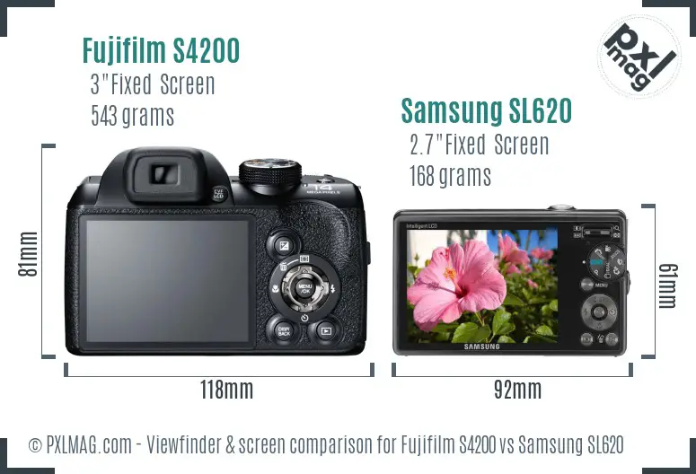 Fujifilm S4200 vs Samsung SL620 Screen and Viewfinder comparison Fujifilm S4200 vs Samsung SL620 Screen and Viewfinder comparison