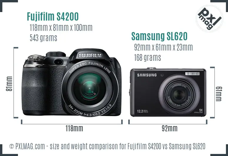 Fujifilm S4200 vs Samsung SL620 size comparison Fujifilm S4200 vs Samsung SL620 size comparison