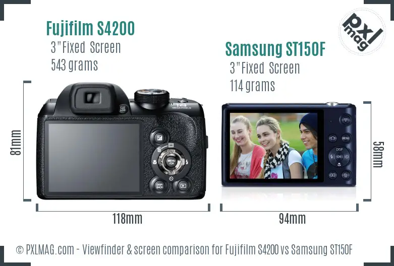 Fujifilm S4200 vs Samsung ST150F Screen and Viewfinder comparison