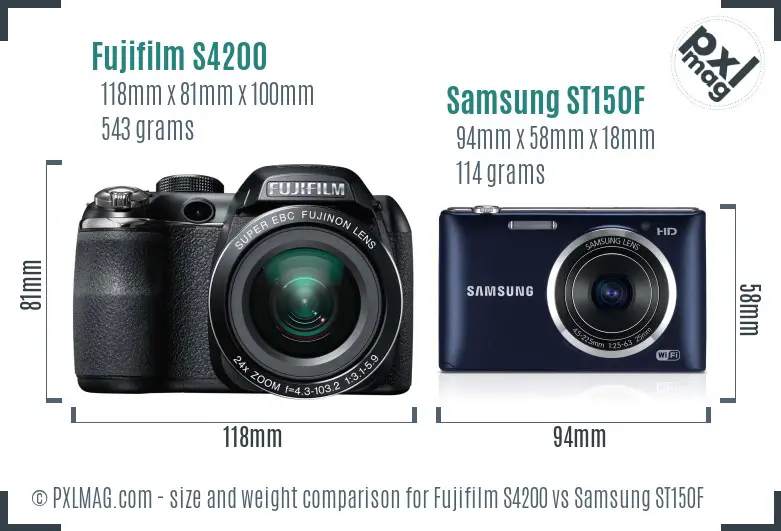 Fujifilm S4200 vs Samsung ST150F size comparison