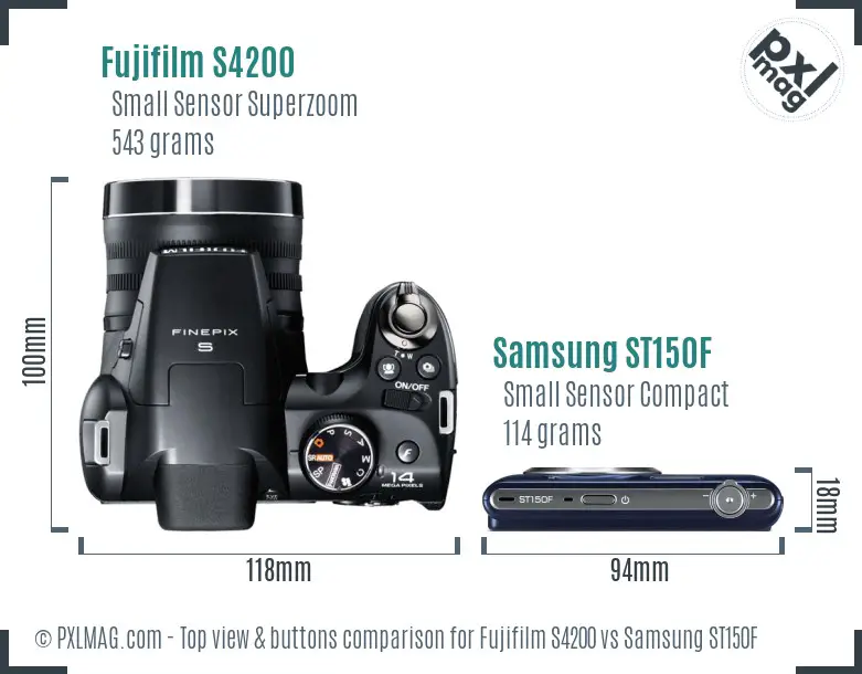 Fujifilm S4200 vs Samsung ST150F top view buttons comparison