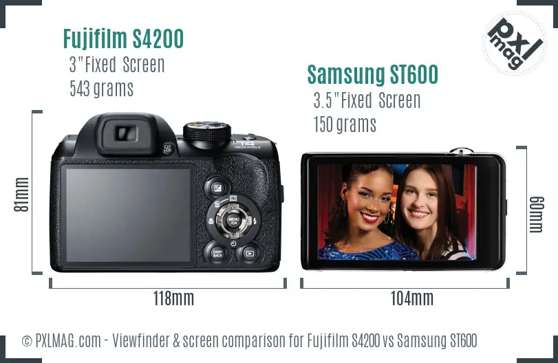 Fujifilm S4200 vs Samsung ST600 Screen and Viewfinder comparison