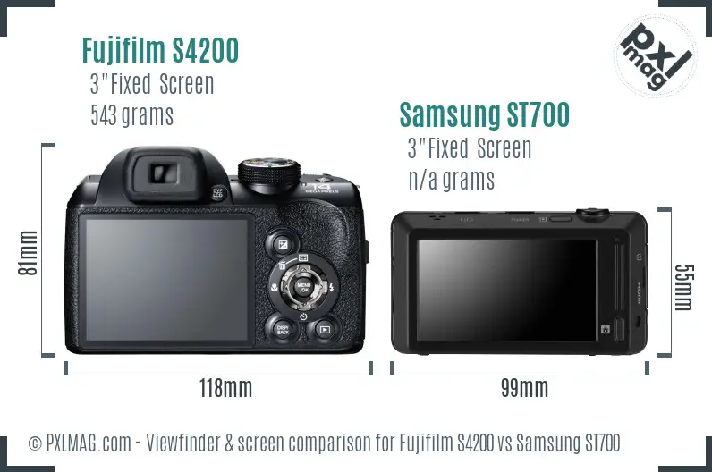 Fujifilm S4200 vs Samsung ST700 Screen and Viewfinder comparison Fujifilm S4200 vs Samsung ST700 Screen and Viewfinder comparison