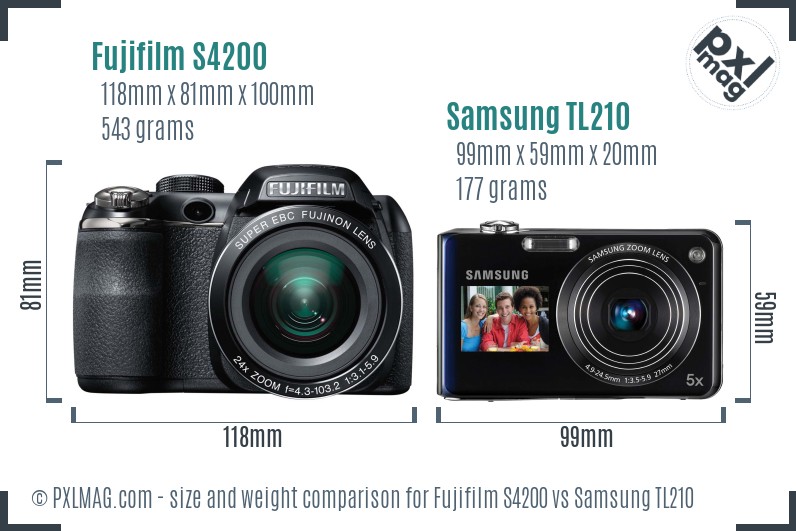 Fujifilm S4200 vs Samsung TL210 size comparison Fujifilm S4200 vs Samsung TL210 size comparison