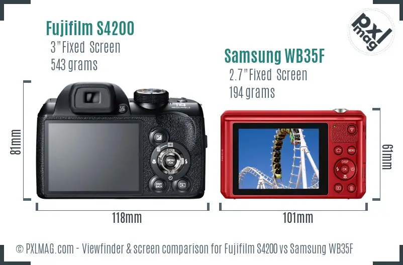 Fujifilm S4200 vs Samsung WB35F Screen and Viewfinder comparison