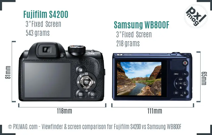 Fujifilm S4200 vs Samsung WB800F Screen and Viewfinder comparison Fujifilm S4200 vs Samsung WB800F Screen and Viewfinder comparison