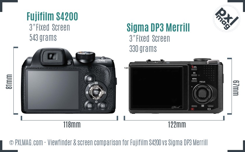 Fujifilm S4200 vs Sigma DP3 Merrill Screen and Viewfinder comparison