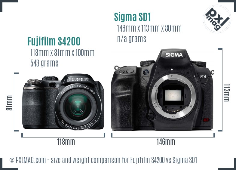 Fujifilm S4200 vs Sigma SD1 size comparison