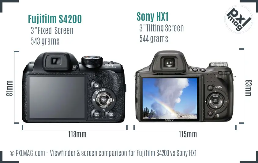 Fujifilm S4200 vs Sony HX1 Screen and Viewfinder comparison