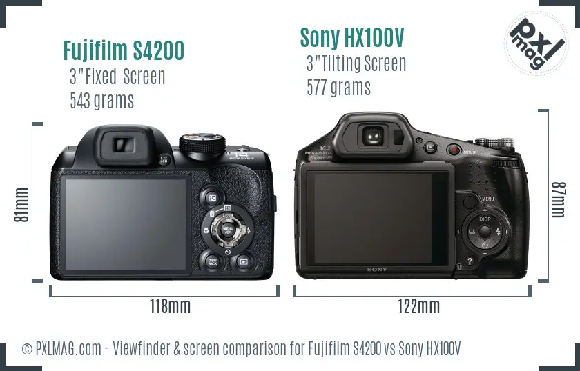 Back screen and interface comparison of Fuji S4200 and Sony HX100V