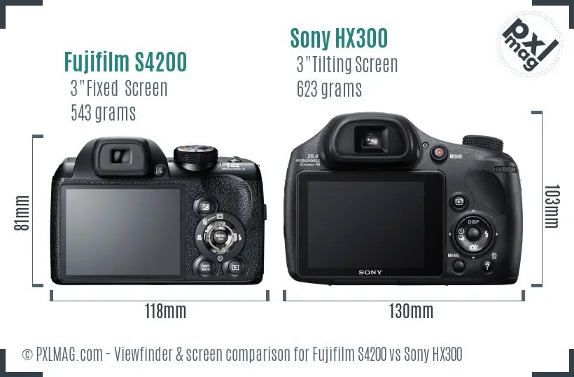 Fujifilm S4200 vs Sony HX300 Screen and Viewfinder comparison