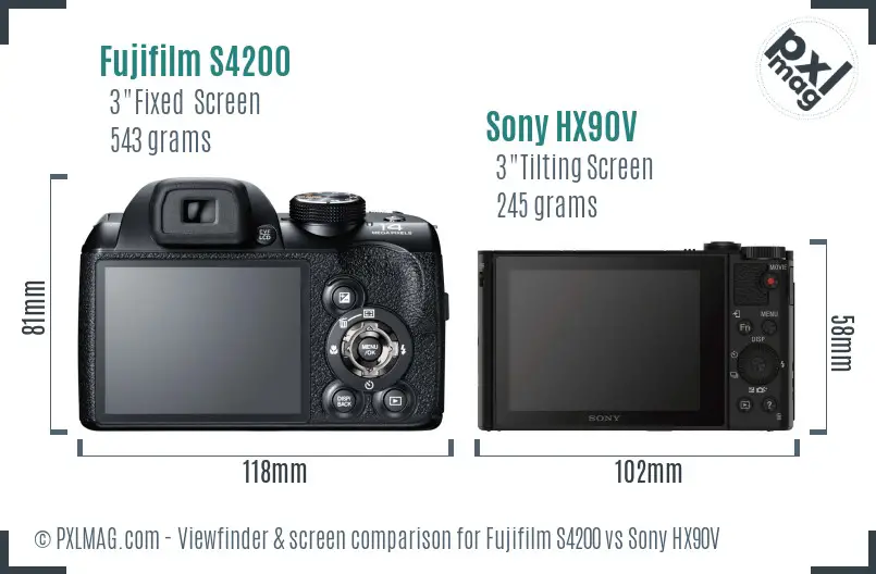 Fujifilm S4200 vs Sony HX90V Screen and Viewfinder comparison