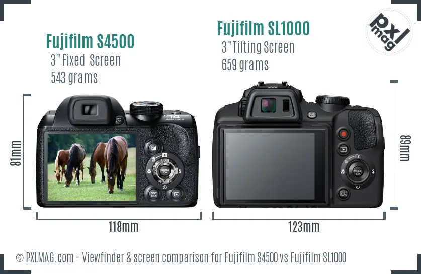 Fujifilm S4500 vs Fujifilm SL1000 Screen and Viewfinder comparison