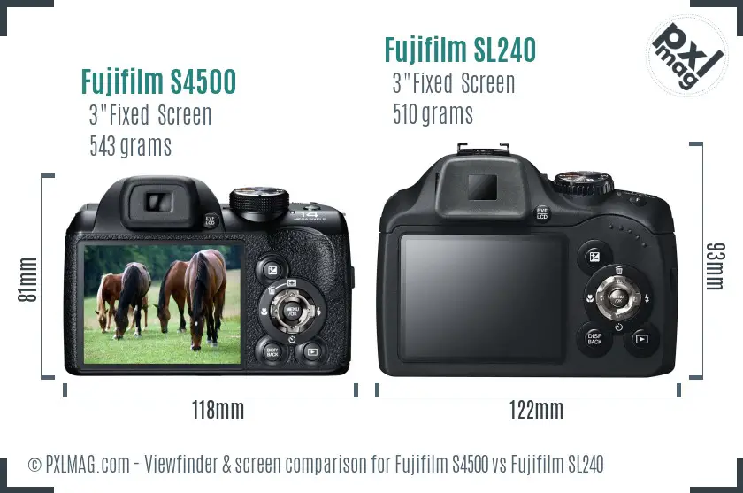 Fujifilm S4500 vs Fujifilm SL240 Screen and Viewfinder comparison