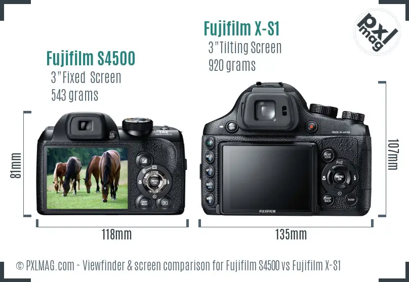 Fujifilm S4500 vs Fujifilm X-S1 Screen and Viewfinder comparison