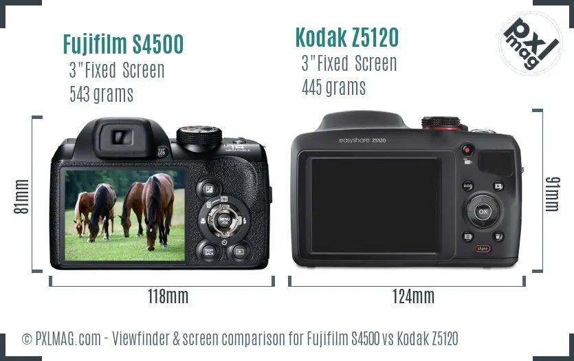 Fujifilm S4500 vs Kodak Z5120 Screen and Viewfinder comparison Fujifilm S4500 vs Kodak Z5120 Screen and Viewfinder comparison