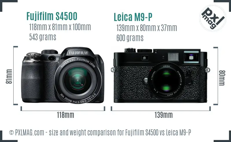 Fujifilm S4500 vs Leica M9-P size comparison