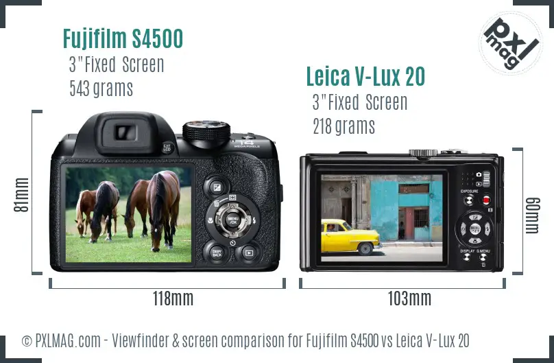 Fujifilm S4500 vs Leica V-Lux 20 Screen and Viewfinder comparison Fujifilm S4500 vs Leica V-Lux 20 Screen and Viewfinder comparison