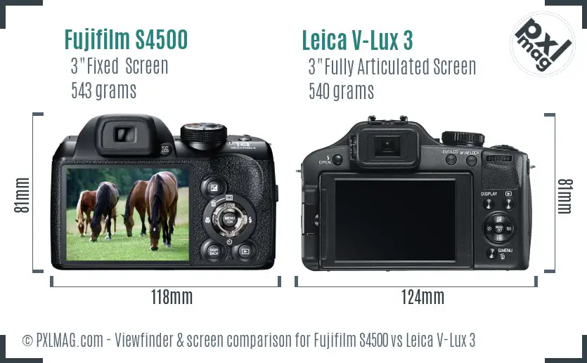 Fujifilm S4500 vs Leica V-Lux 3 Screen and Viewfinder comparison