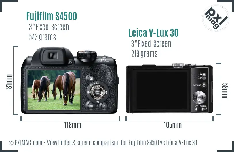 Fujifilm S4500 vs Leica V-Lux 30 Screen and Viewfinder comparison Fujifilm S4500 vs Leica V-Lux 30 Screen and Viewfinder comparison
