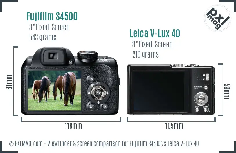 Fujifilm S4500 vs Leica V-Lux 40 Screen and Viewfinder comparison