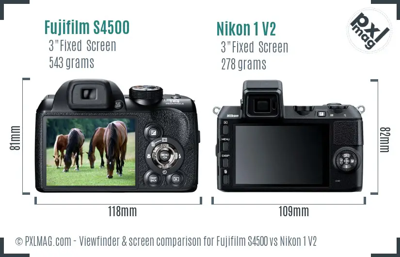 Fujifilm S4500 vs Nikon 1 V2 Screen and Viewfinder comparison