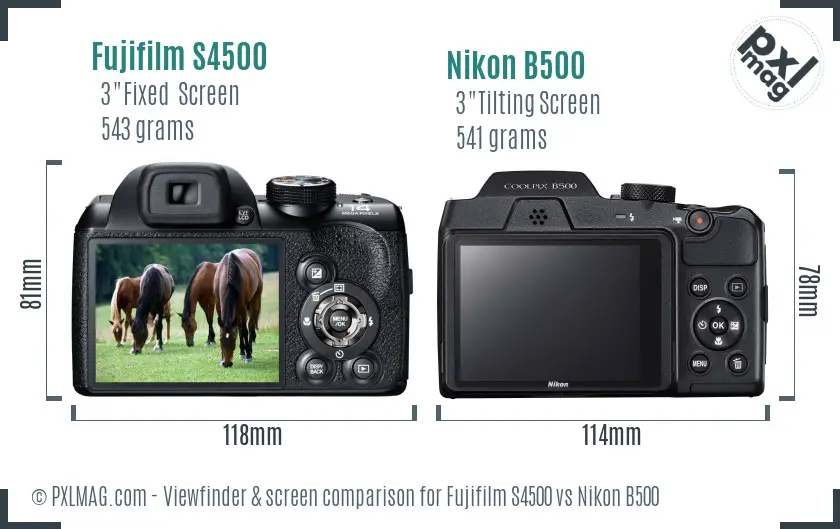 Fujifilm S4500 vs Nikon B500 Screen and Viewfinder comparison