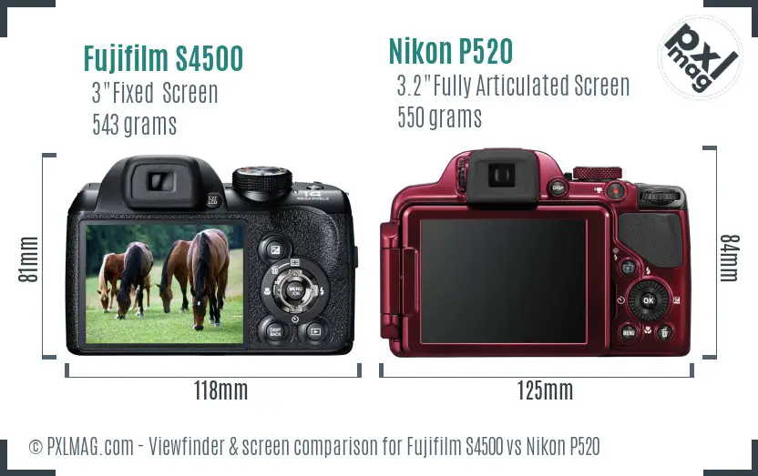 Fujifilm S4500 vs Nikon P520 Screen and Viewfinder comparison Fujifilm S4500 vs Nikon P520 Screen and Viewfinder comparison
