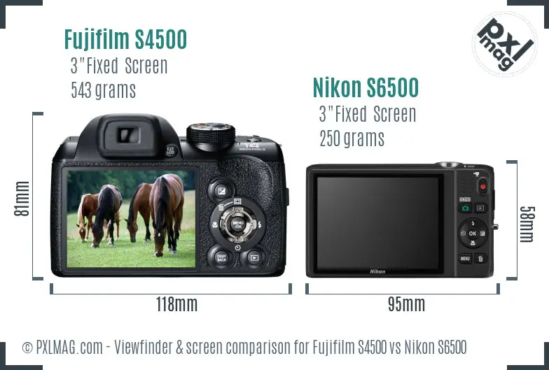 Fujifilm S4500 vs Nikon S6500 Screen and Viewfinder comparison